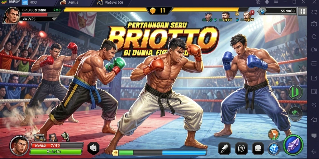 Tangkapan layar BRIOTOTO menunjukkan aksi pertarungan yang intens.