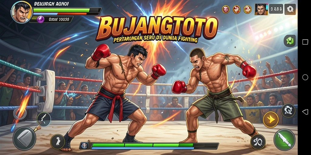 Screenshot gameplay BUJANGTOTO yang menunjukkan aksi pertarungan yang mendebarkan.