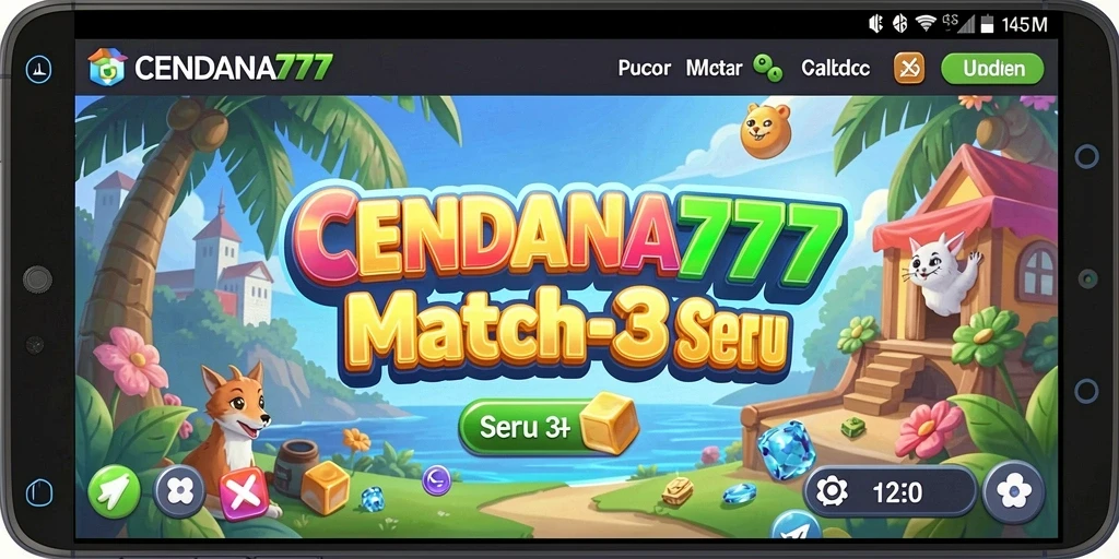 Tampilan gameplay menarik dalam CENDANA777 dengan tantangan Match-3.