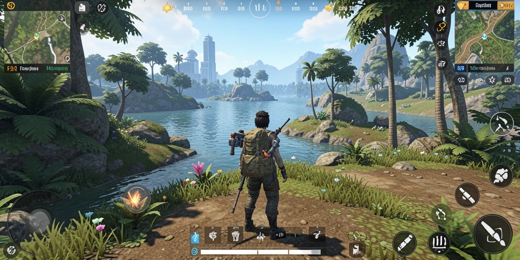 Tampilan gameplay F32 yang menakjubkan dalam dunia terbuka.