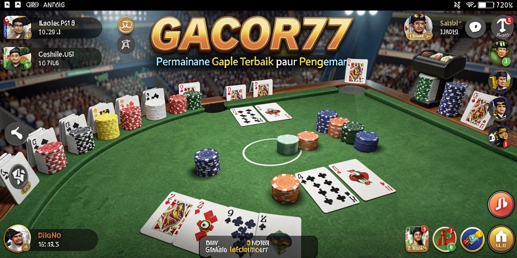 Tampilan screenshot utama GACOR77 yang menampilkan gameplay Gaple yang seru.