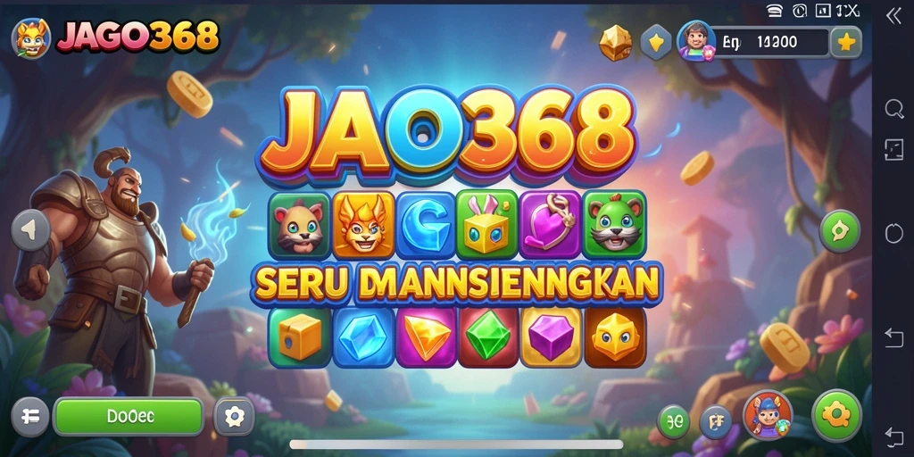 Screenshot menampilkan gameplay seru JAGO368 dengan permata warna-warni.
