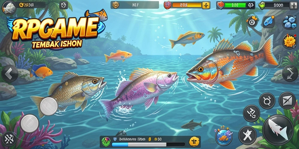 Gameplay menarik RPGAME dengan berbagai ikan untuk ditangkap.