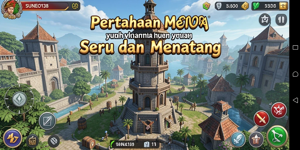 Tampilan gameplay menara pertahanan yang seru dan menantang di SUNEO138.