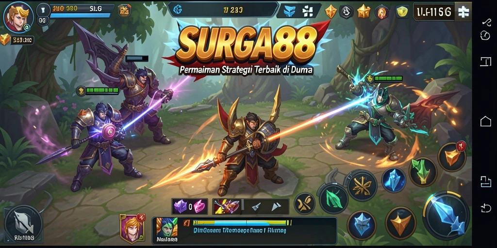 Screenshot gameplay SURGA88 menampilkan pertempuran strategis yang mendebarkan.
