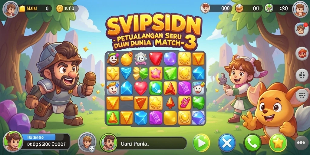 Screenshot gameplay SVIPSIDN menampilkan keseruan mencocokkan permata.