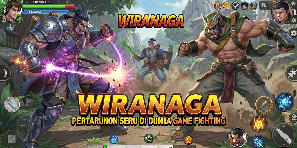 Tampilan seru gameplay <strong>WIRANAGA</strong> dengan pertarungan epik.